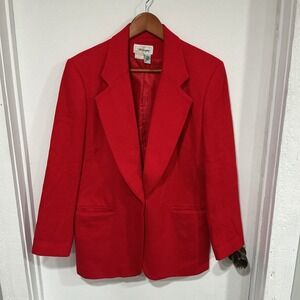 Vintage Worthington Red Wool Blazer, Christmas, Holidays, Women's 10